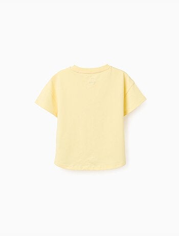 Camiseta de algodón con estampado de palmeras y lentejuelas