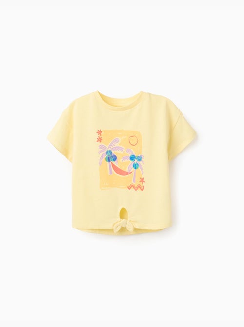 Camiseta de algodón con estampado de palmeras y lentejuelas - Kiabi Camiseta de algodón con estampado de palmeras y lentejuelas - Kiabi