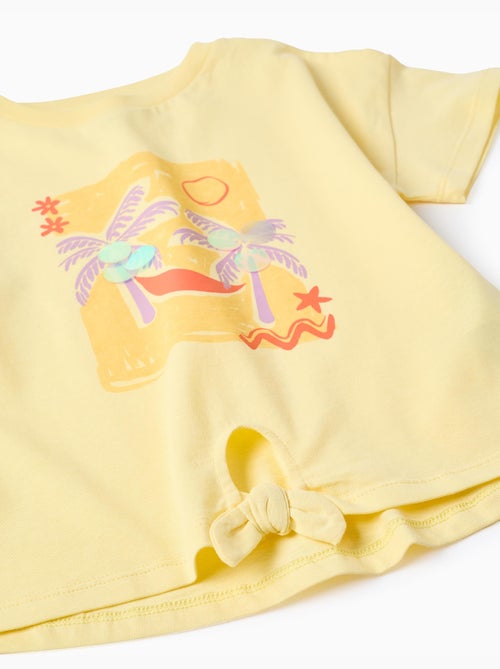 Camiseta de algodón con estampado de palmeras y lentejuelas - Kiabi Camiseta de algodón con estampado de palmeras y lentejuelas - Kiabi