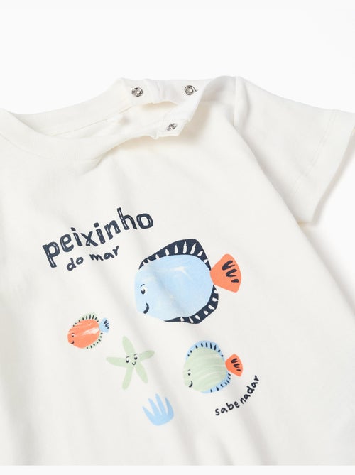 Camiseta de algodón con estampado de peces + pantalón corto - Kiabi