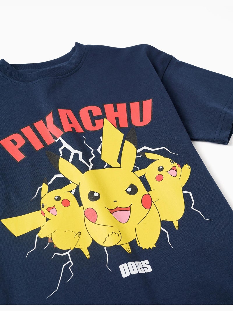 Camiseta de algodón con estampado de Pikachu en la parte delantera Azul oscuro - Kiabi