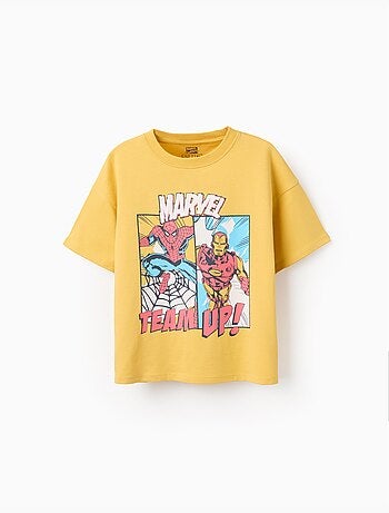 Camiseta de algodón con estampado de Spider-Man y Iron-man