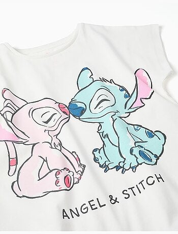 Camiseta de algodón con estampado de Stitch y Angel