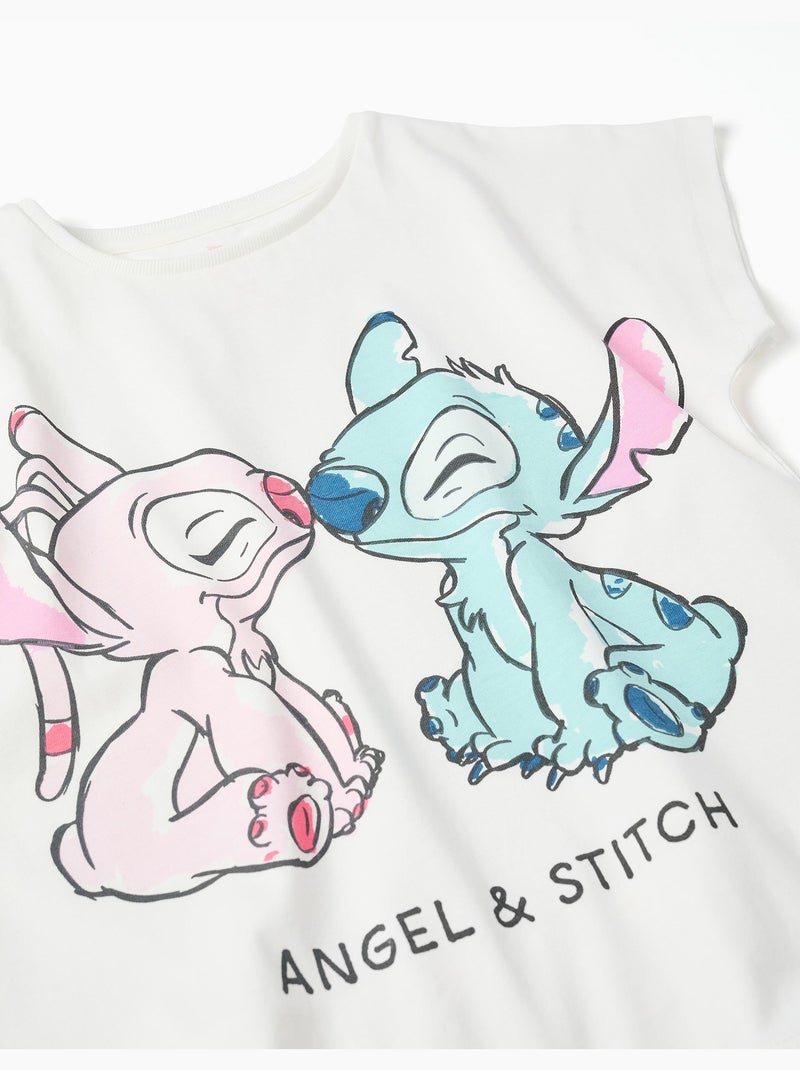 Camiseta de algodón con estampado de Stitch y Angel Blanco - Kiabi