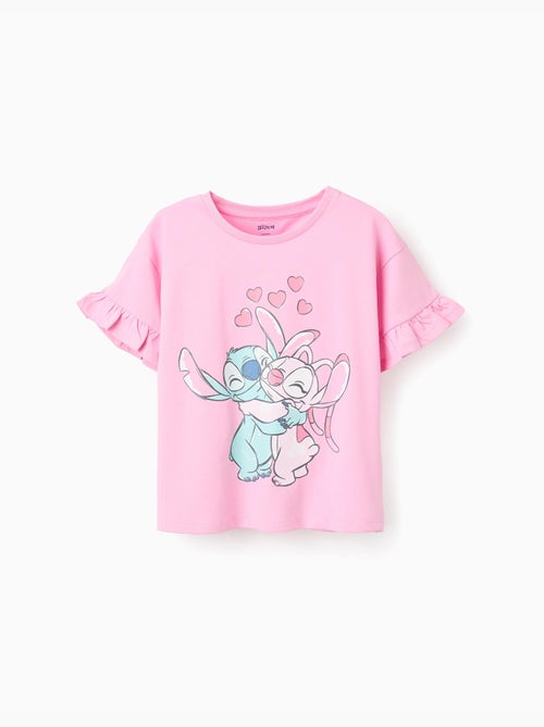 Camiseta de algodón con estampado de Stitch y Angel - Kiabi