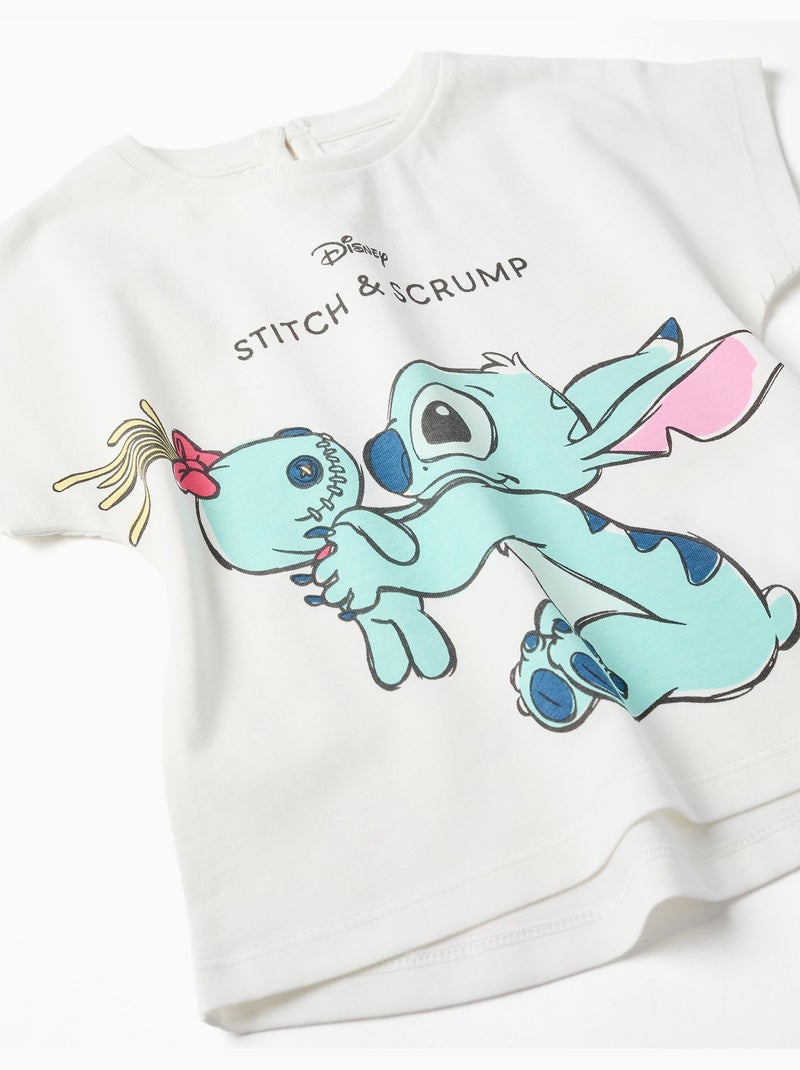 Camiseta de algodón con estampado de Stitch y Scrump Blanco - Kiabi