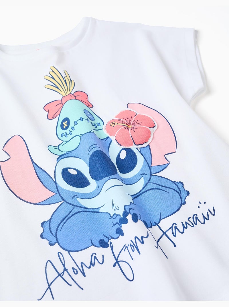 Camiseta de algodón con estampado de Stitch y Scrump Blanco - Kiabi