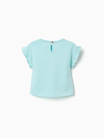 Camiseta de algodón con estampado de Stitch y volantes