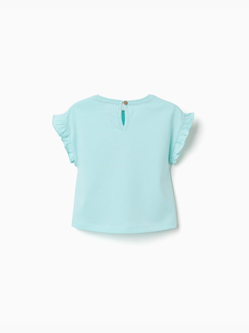 Camiseta de algodón con estampado de Stitch y volantes Azul claro - Kiabi