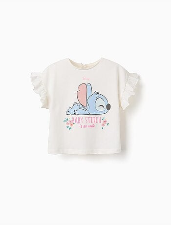 Camiseta de algodón con estampado de Stitch y volantes