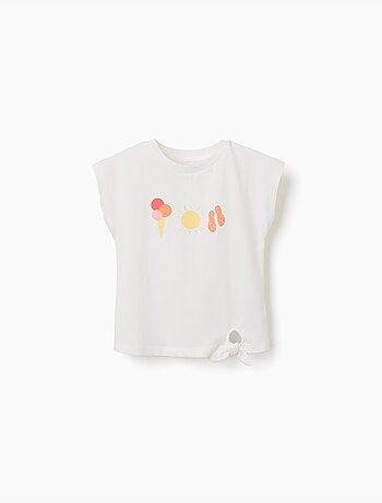 Camiseta con estampado de sol y palmeras