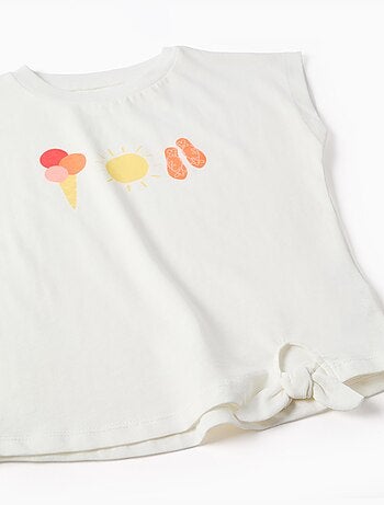 Camiseta con estampado de sol y palmeras