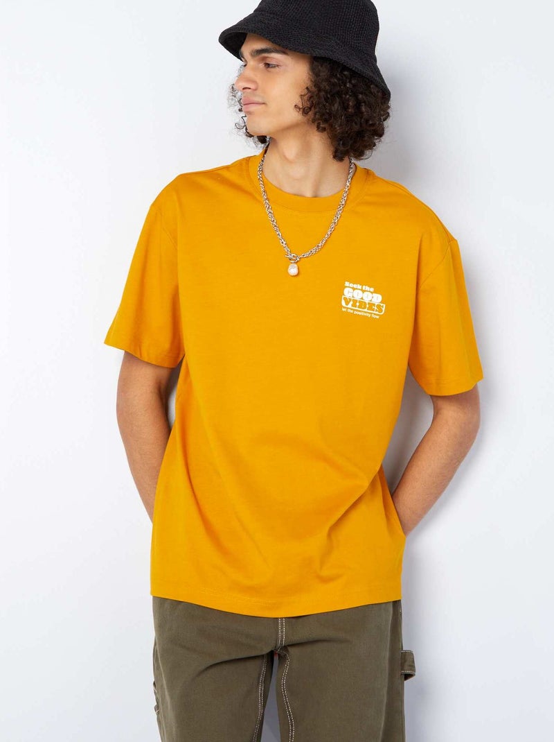 Camiseta de algodón con estampado delantero AMARILLO - Kiabi