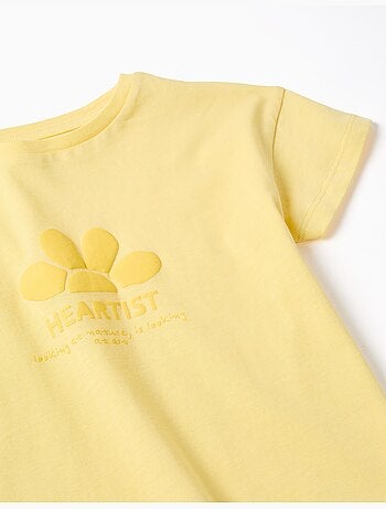 Camiseta de algodón con estampado en relieve