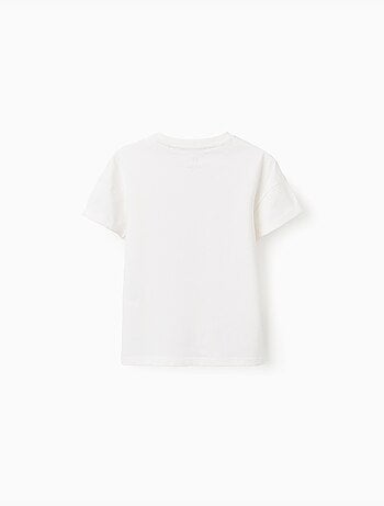 Camiseta de algodón con estampado en relieve y bordado