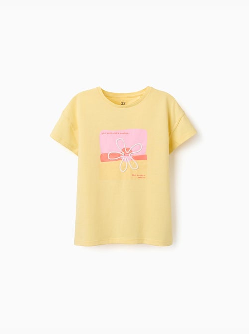 Camiseta de algodón con estampado floral 3D - Kiabi
