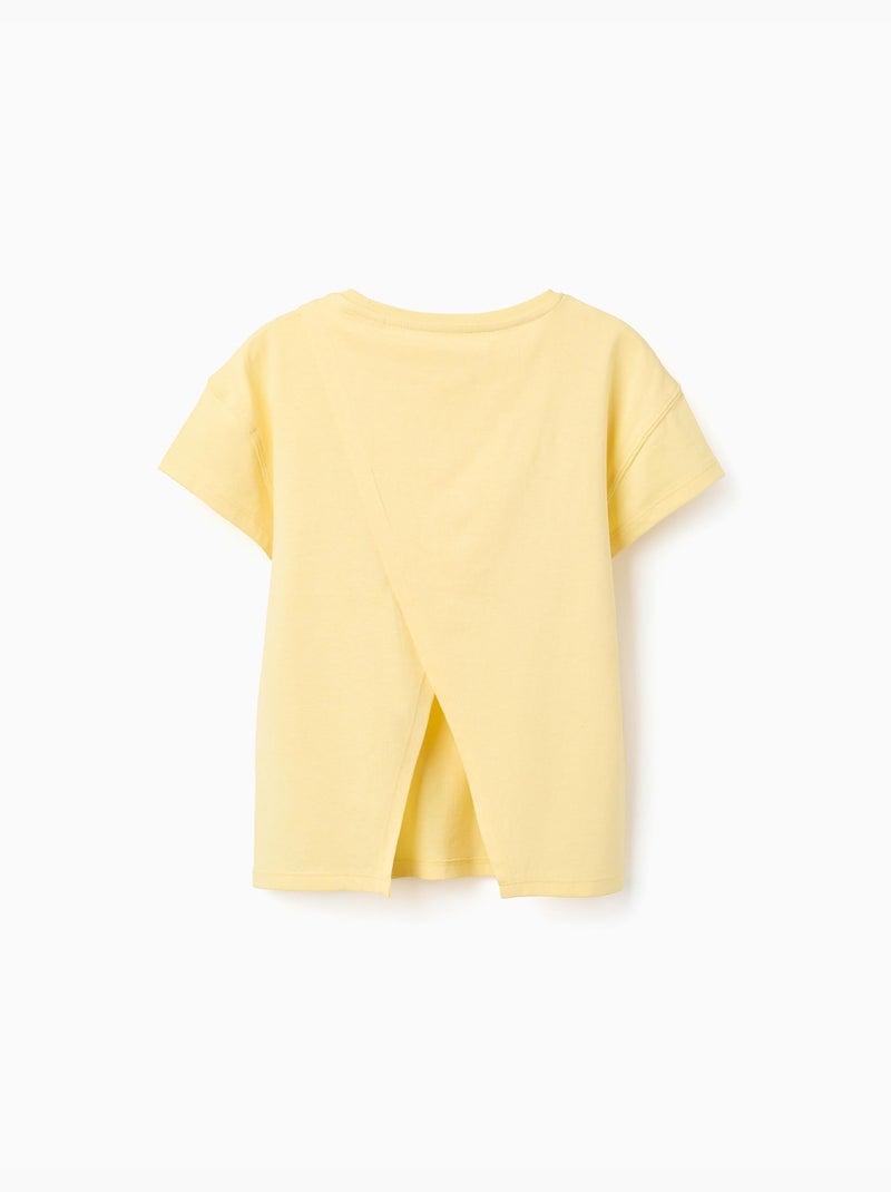 Camiseta de algodón con estampado floral 3D Amarillo claro - Kiabi