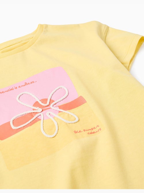 Camiseta de algodón con estampado floral 3D - Kiabi