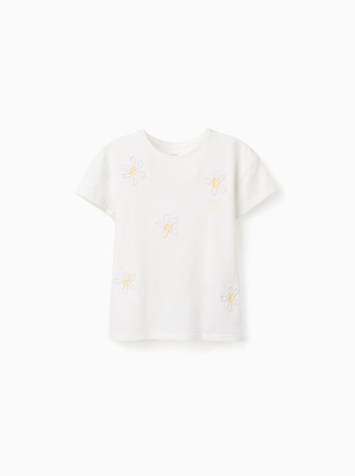 Camiseta de algodón con estampado floral 3D - Kiabi
