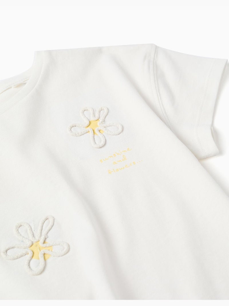 Camiseta de algodón con estampado floral 3D Blanco - Kiabi