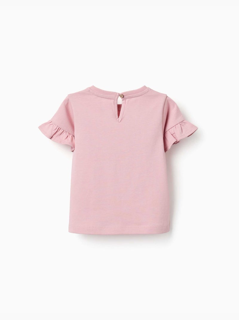 Camiseta de algodón con estampado floral en forma de corazón Rosa claro - Kiabi