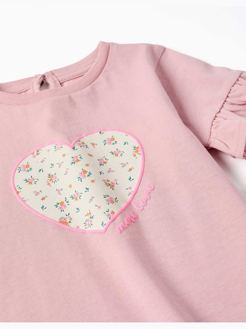 Camiseta de algodón con estampado floral en forma de corazón - Kiabi Camiseta de algodón con estampado floral en forma de corazón - Kiabi
