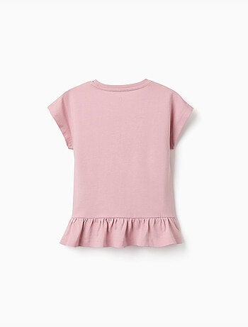 Camiseta de algodón con estampado floral en forma de corazón