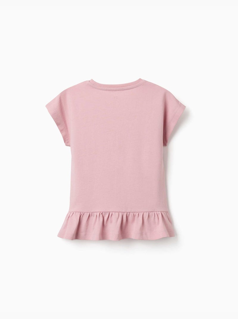 Camiseta de algodón con estampado floral en forma de corazón Rosa claro - Kiabi