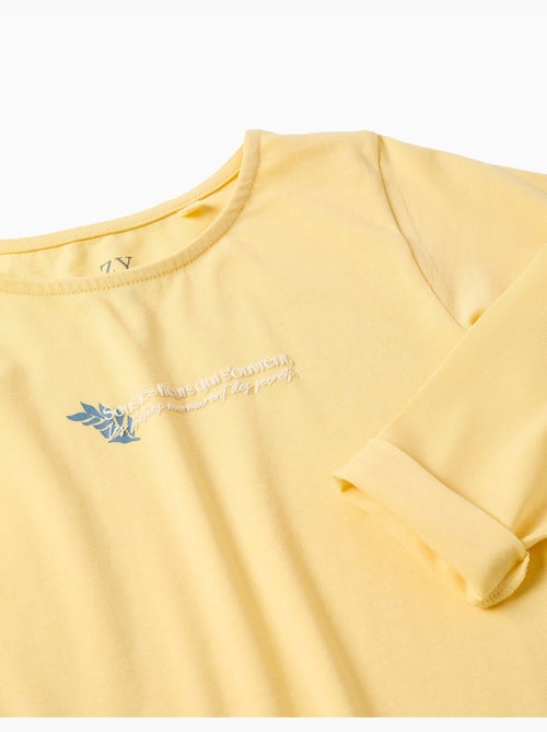 Camiseta de algodón con estampado floral en relieve - Kiabi