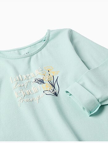 Camiseta de algodón con estampado floral en relieve