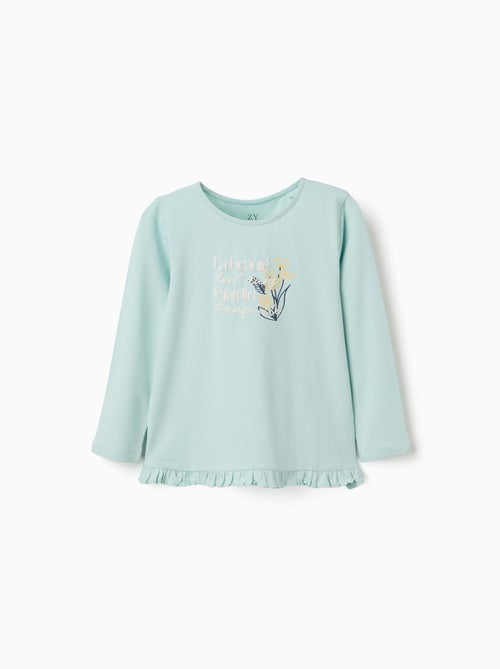 Camiseta de algodón con estampado floral en relieve - Kiabi