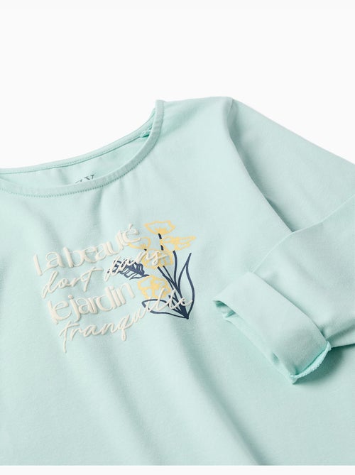Camiseta de algodón con estampado floral en relieve - Kiabi