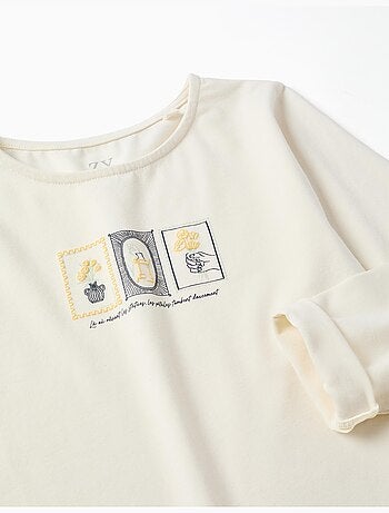 Camiseta de algodón con estampado floral en relieve