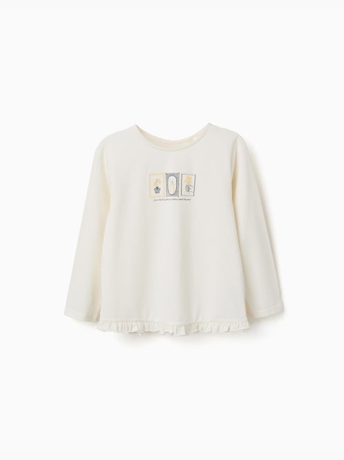 Camiseta de algodón con estampado floral en relieve - Kiabi