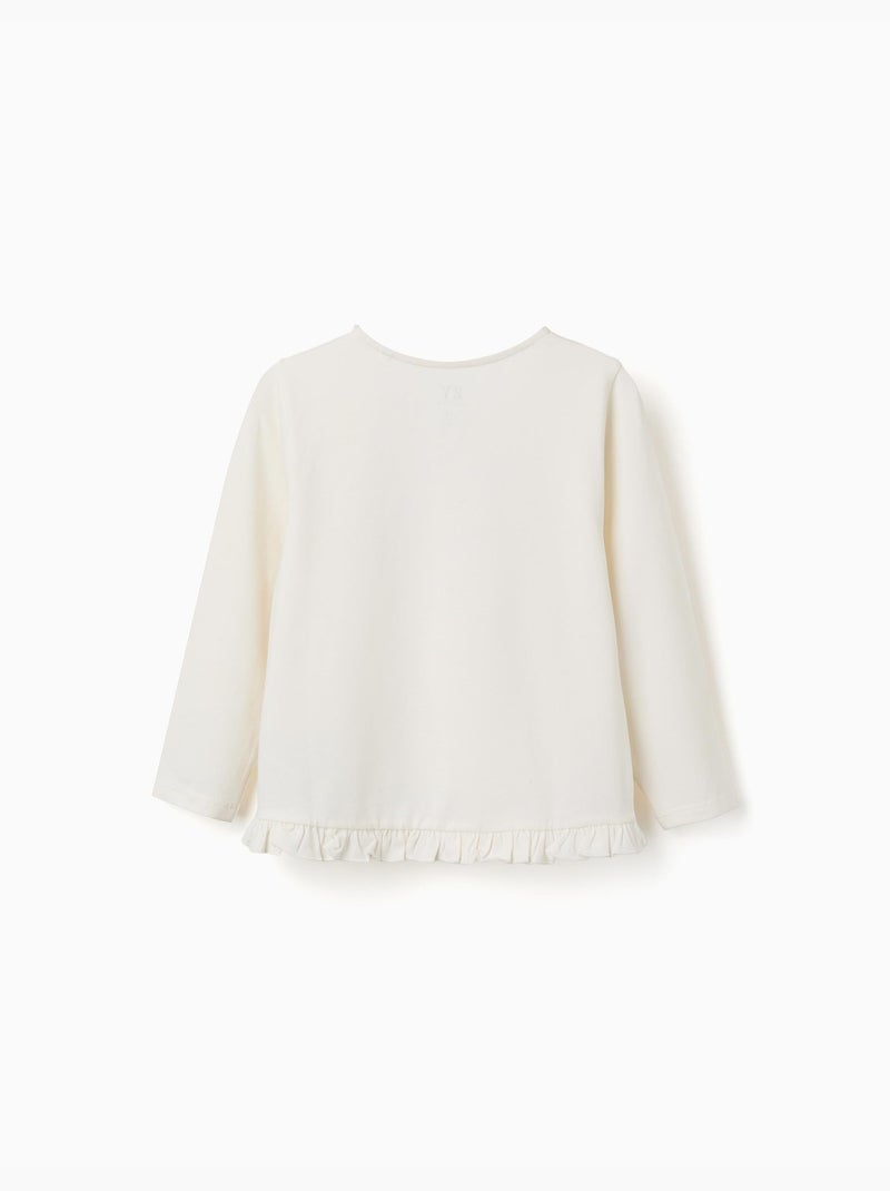 Camiseta de algodón con estampado floral en relieve Blanco - Kiabi