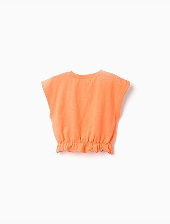 Camiseta de algodón con estampado floral y volantes