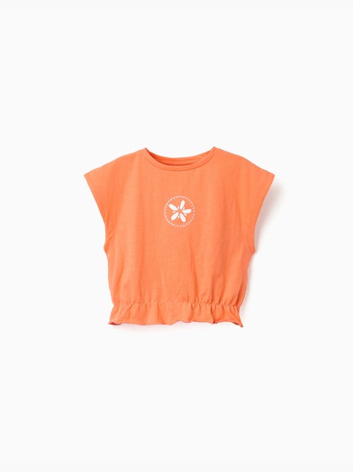 Camiseta de algodón con estampado floral y volantes - Kiabi Camiseta de algodón con estampado floral y volantes - Kiabi