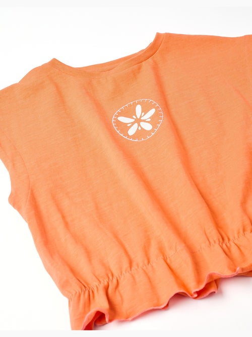 Camiseta de algodón con estampado floral y volantes - Kiabi Camiseta de algodón con estampado floral y volantes - Kiabi