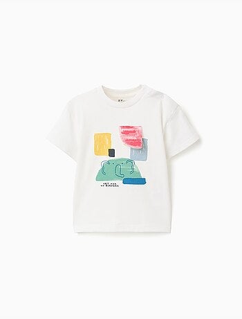 Camiseta de algodón con estampado frontal Art