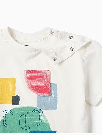 Camiseta de algodón con estampado frontal Art