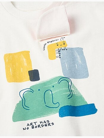 Camiseta de algodón con estampado frontal Art