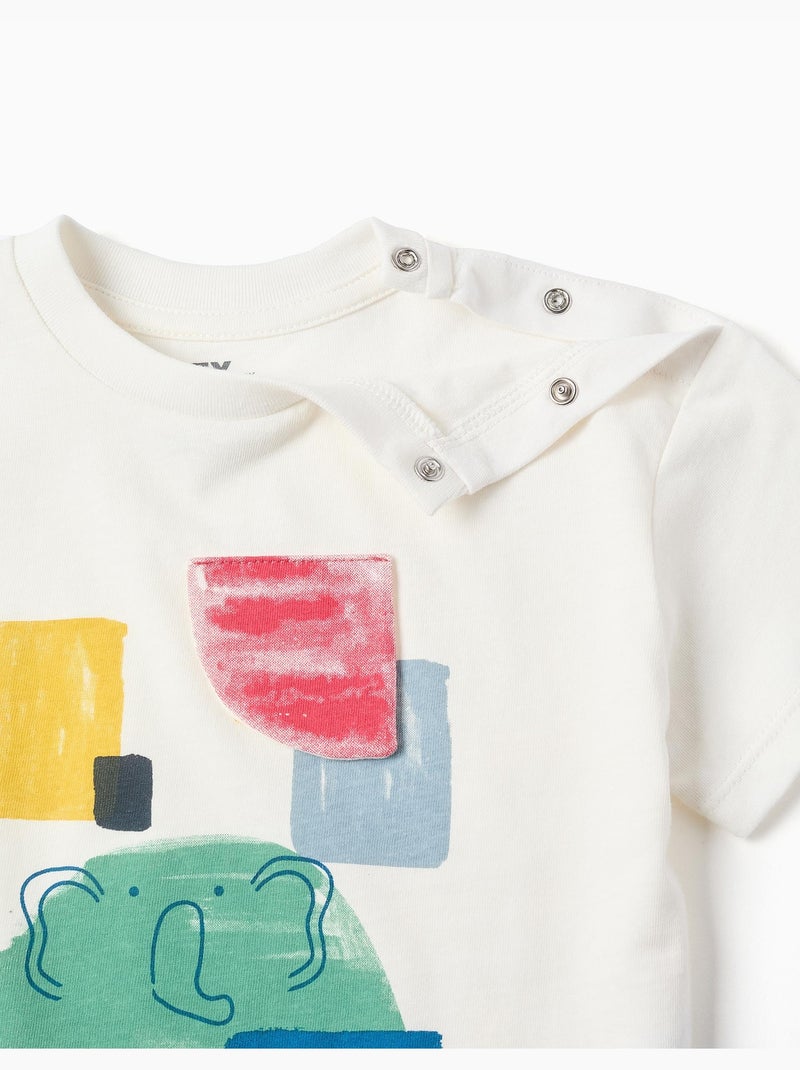 Camiseta de algodón con estampado frontal Art Blanco - Kiabi