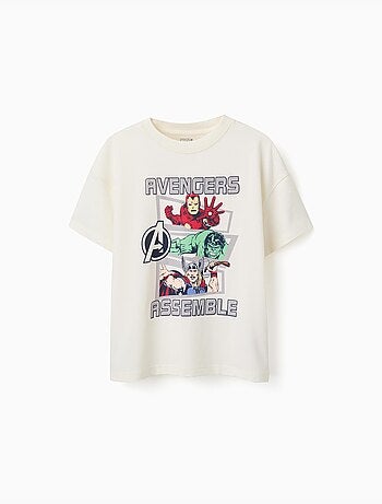 Camiseta de algodón con estampado frontal de los Vengadores