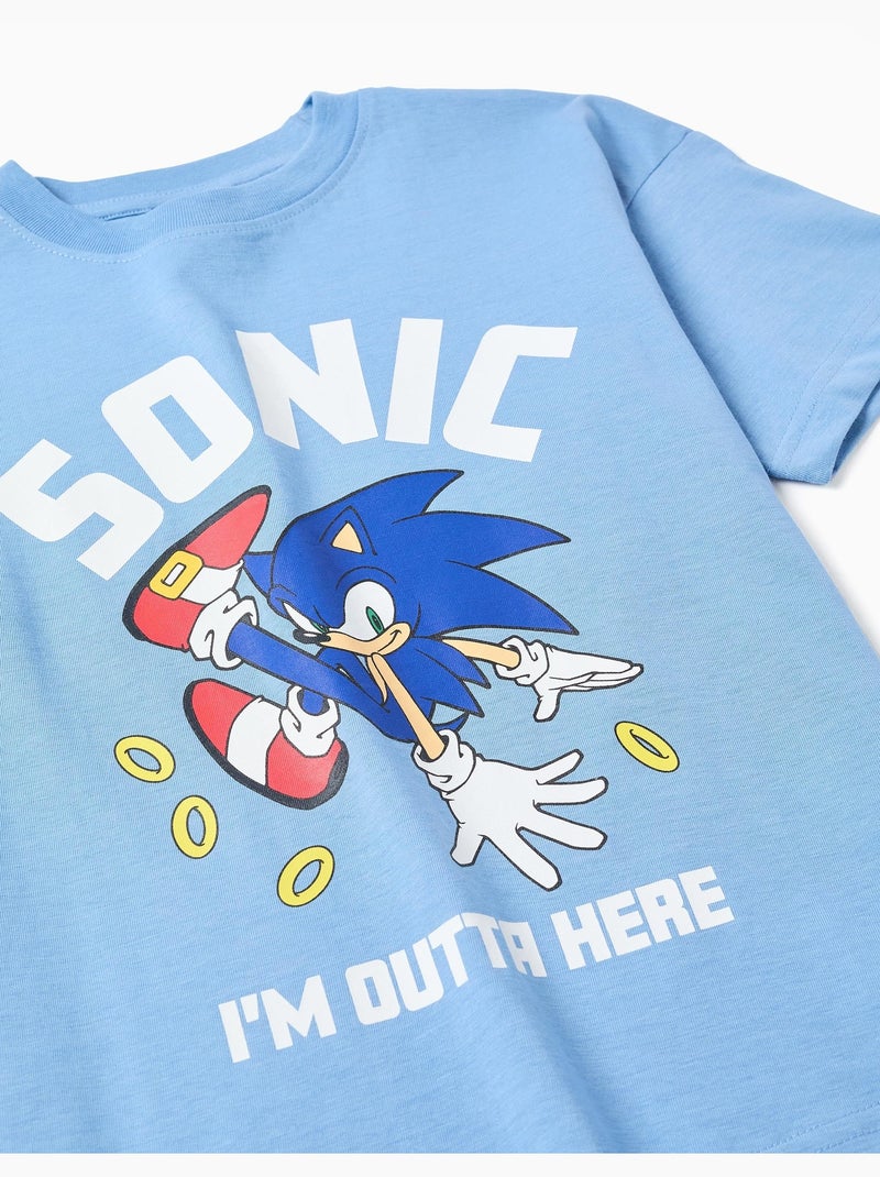Camiseta de algodón con estampado frontal de Sonic Azul claro - Kiabi