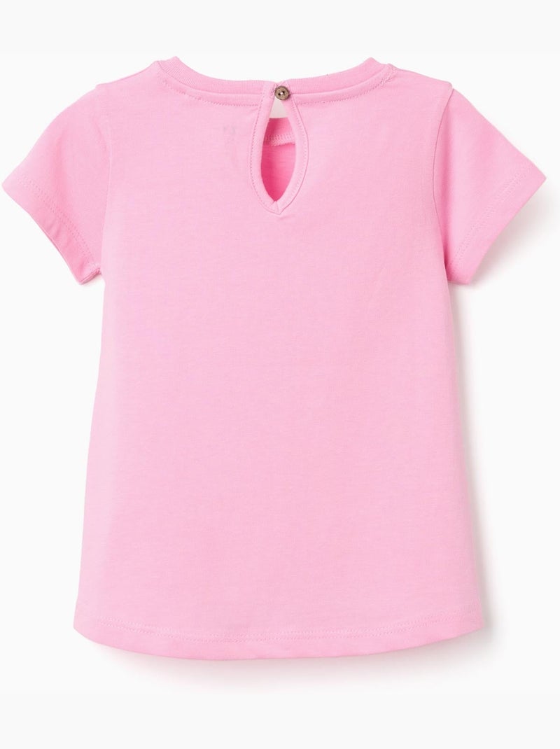 Camiseta de algodón con estampado frontal en relieve Rosa - Kiabi