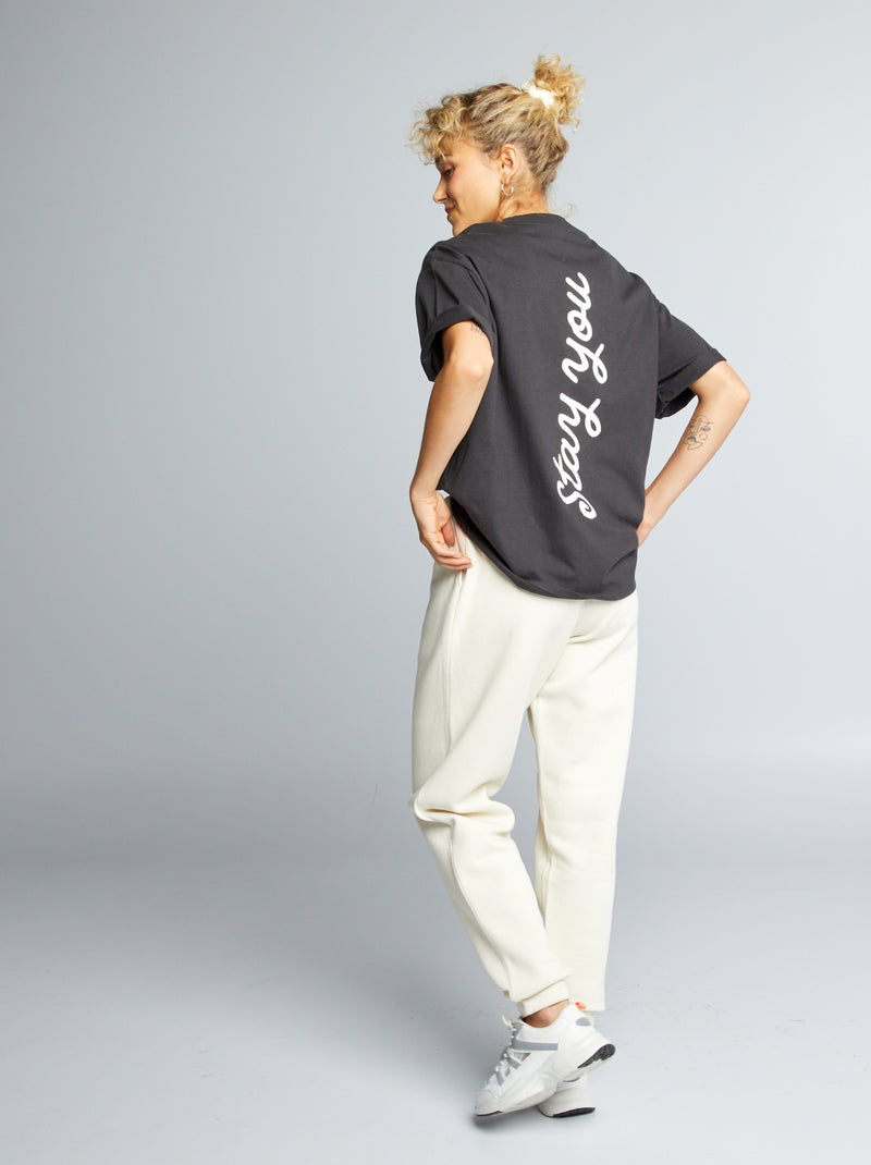 Camiseta de algodón con estampado NEGRO - Kiabi