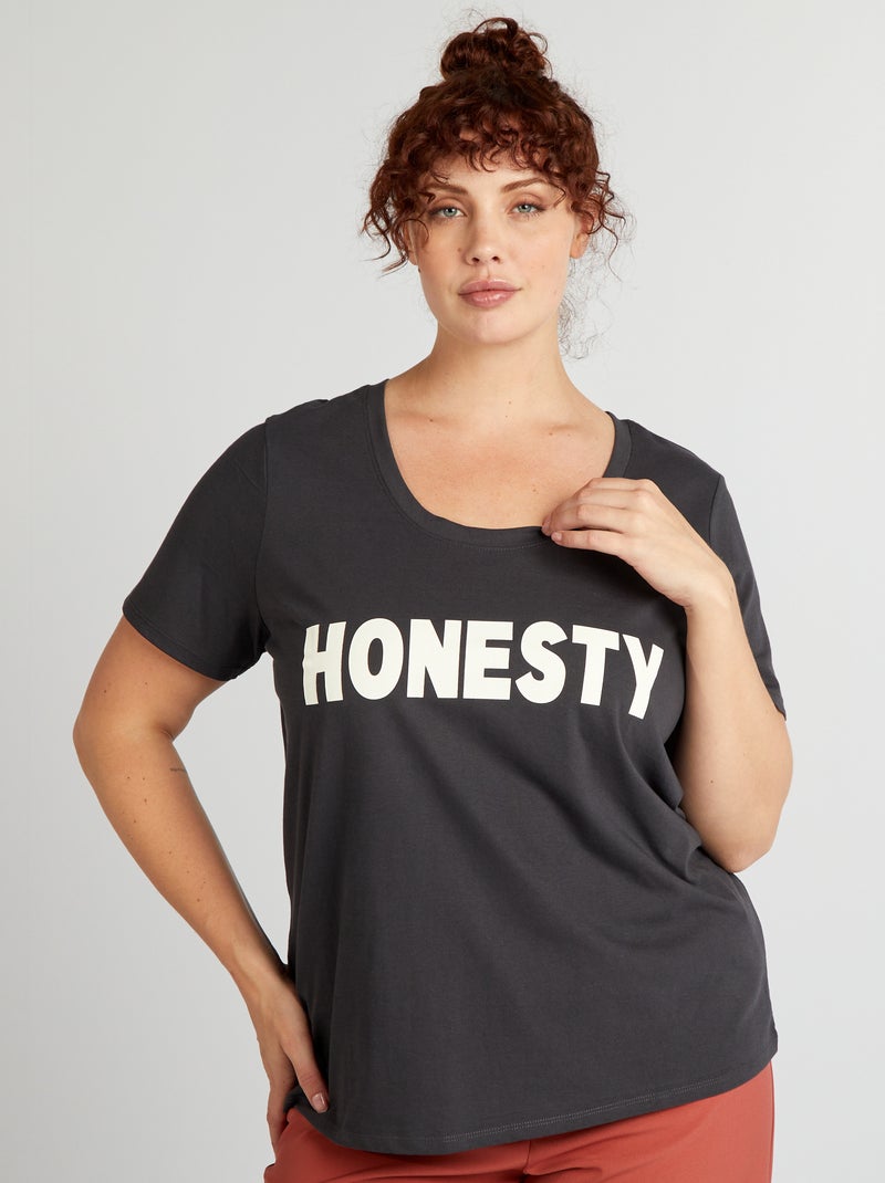 Camiseta de algodón con estampado NEGRO - Kiabi
