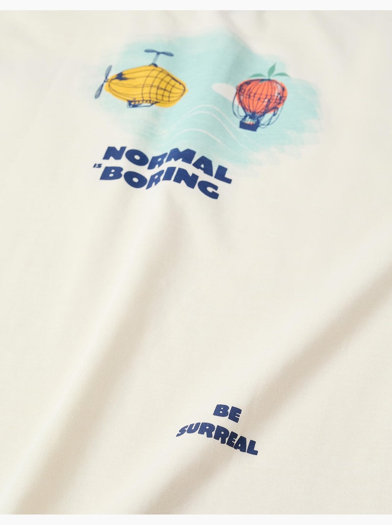 Camiseta de algodón con estampado Normal is Boring Beige claro - Kiabi