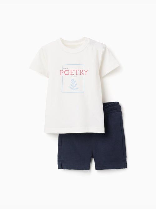 Camiseta de algodón con estampado + pantalón corto - Kiabi