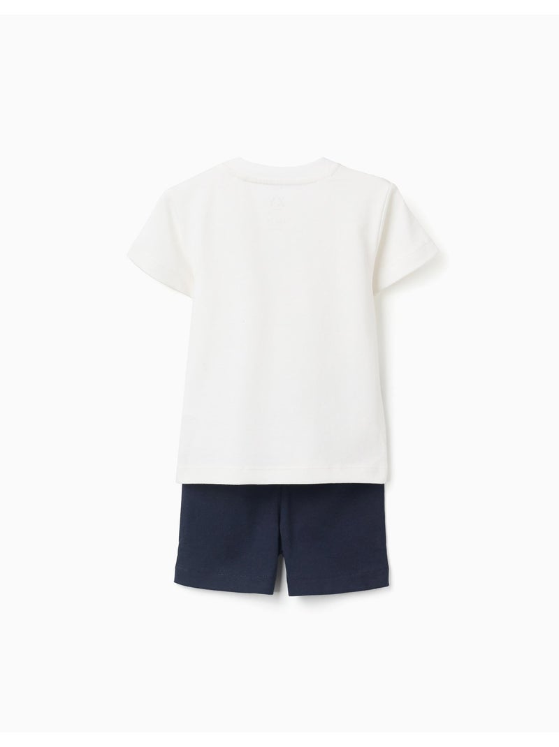 Camiseta de algodón con estampado + pantalón corto Azul Azul - Kiabi